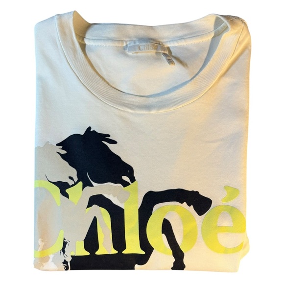 CHLOE White Mercerised Horse T-Shirt - Picture 5 of 9